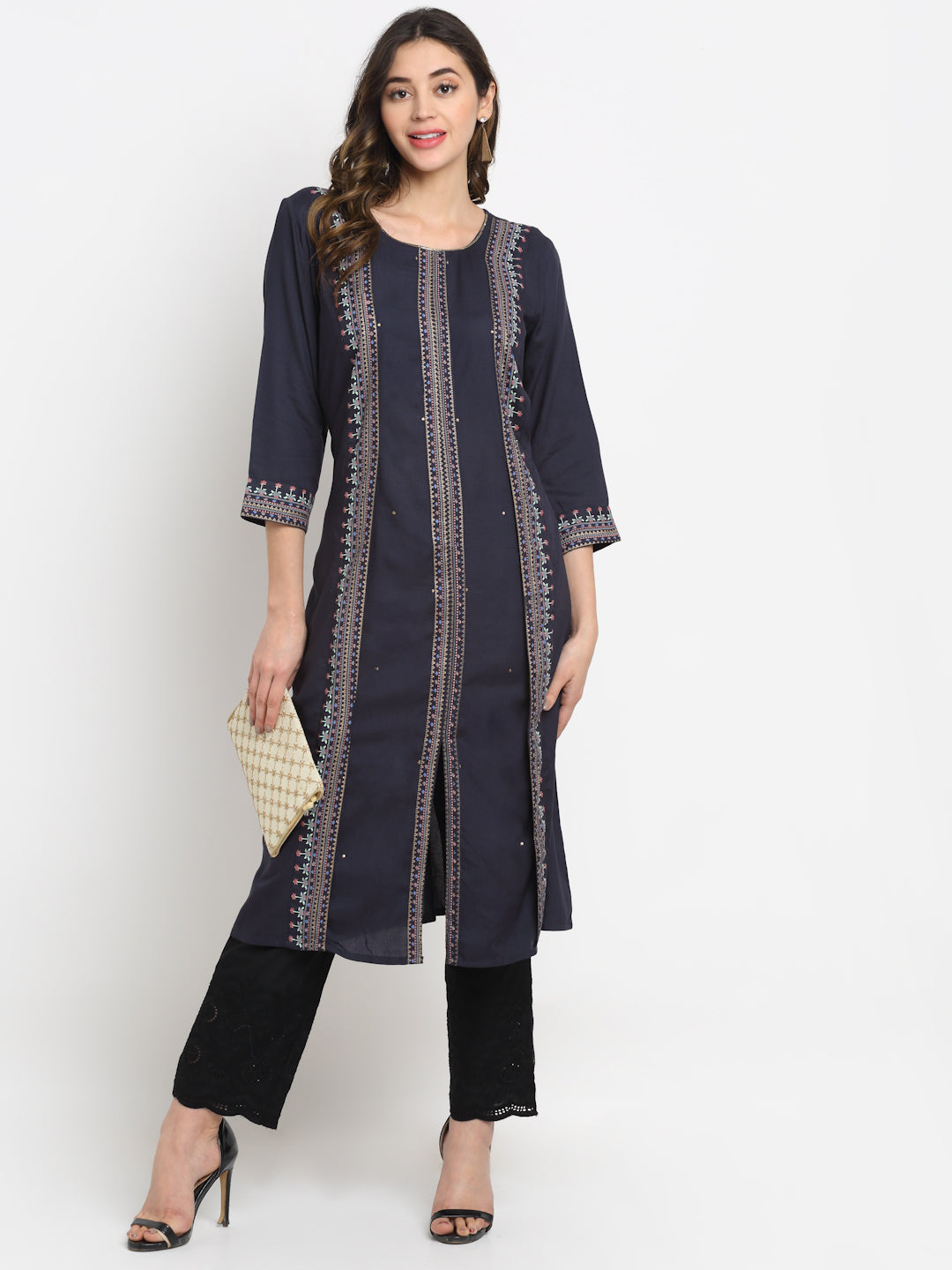 Cantabil Women's Navy Kurti (6734444265611)