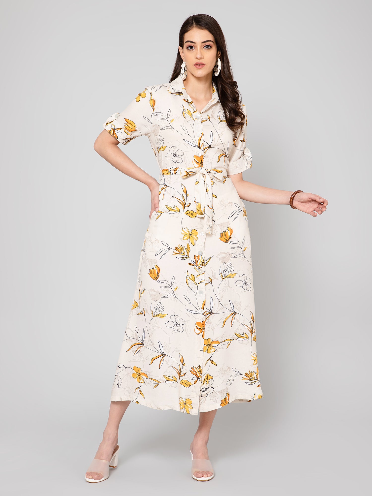 Cantabil Women Yellow Dress (7055689744523)