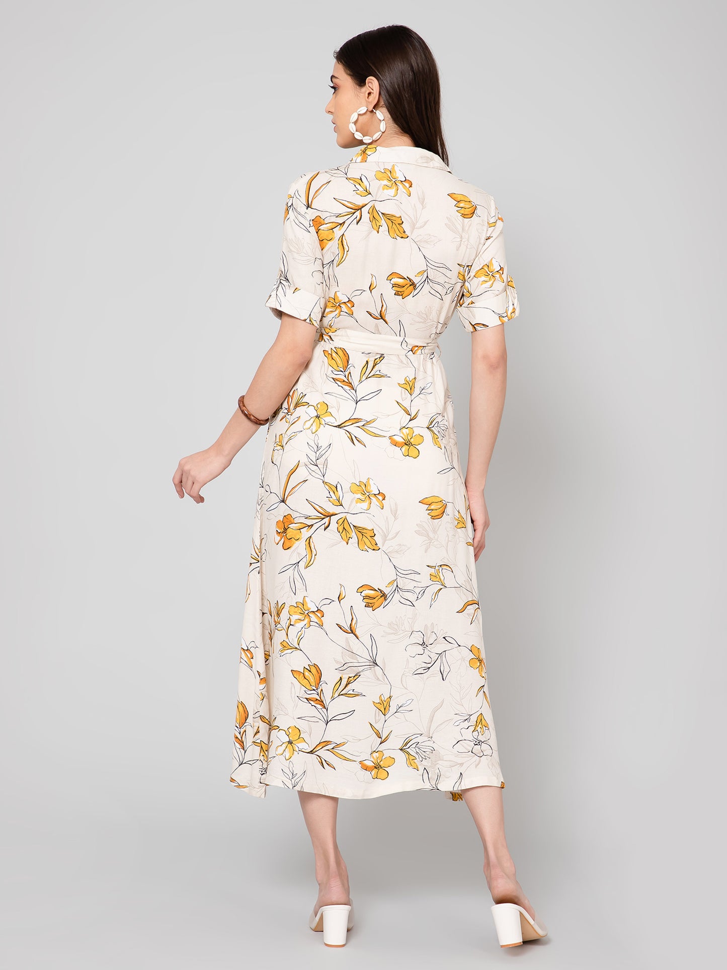 Cantabil Women Yellow Dress (7055689744523)