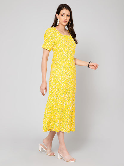 Cantabil Women Yellow Dress (7055694102667)