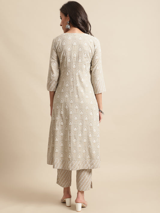 Cantabil Womens Cream Kurti Plazzo Set (7066469957771)