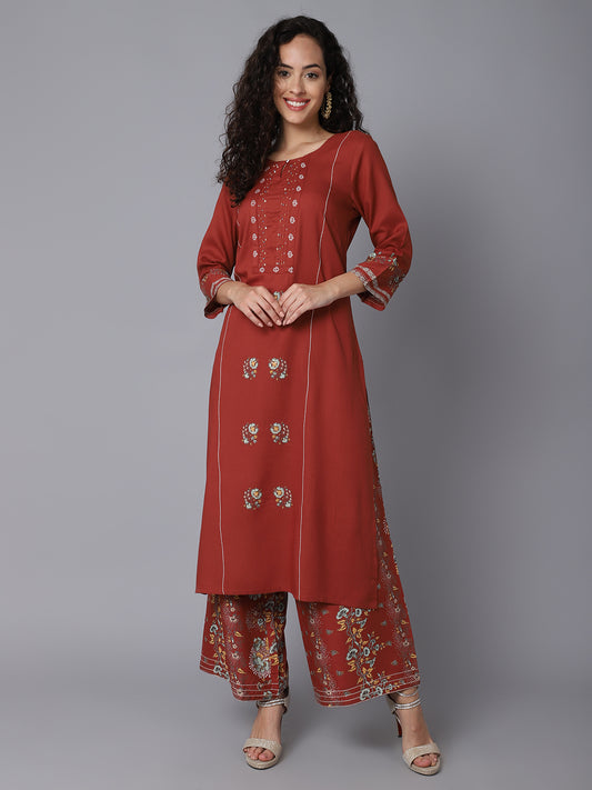 Cantabil Women's Printed Kurti Palazzo Set (6933590409355)