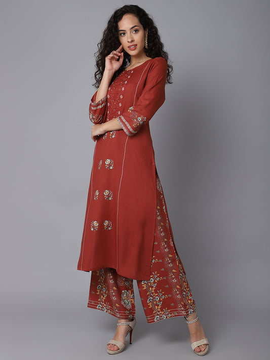 Cantabil Women's Printed Kurti Palazzo Set (6933590409355)