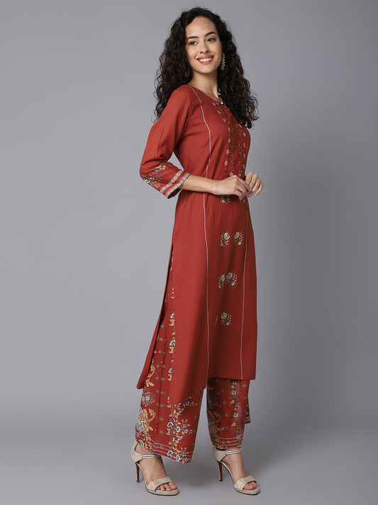 Cantabil Women's Printed Kurti Palazzo Set (6933590409355)