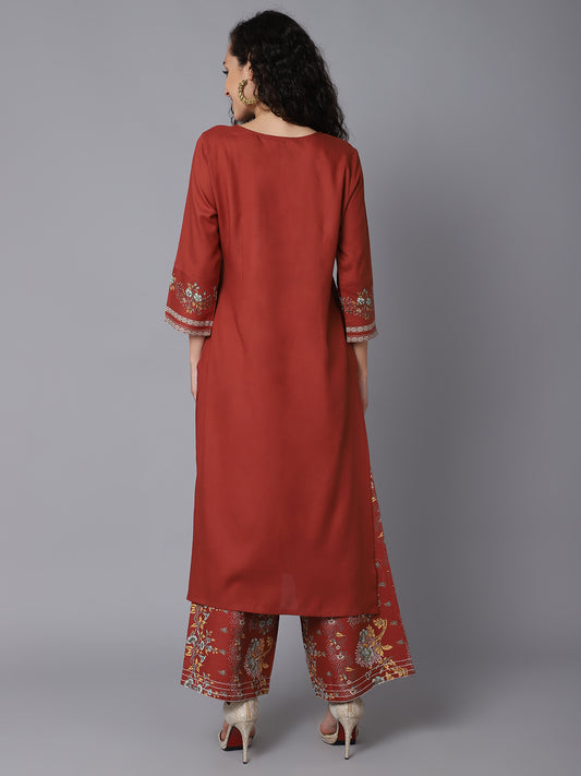 Cantabil Women's Printed Kurti Palazzo Set (6933590409355)