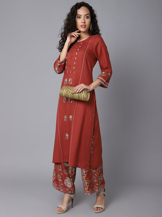 Cantabil Women's Printed Kurti Palazzo Set (6933590409355)