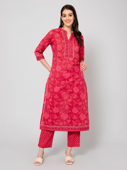 Cantabil Women Pink Kurti Plazzo Set (7056864379019)