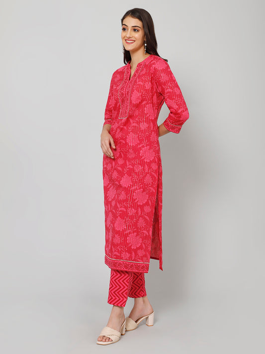 Cantabil Women Pink Kurti Plazzo Set (7056864379019)