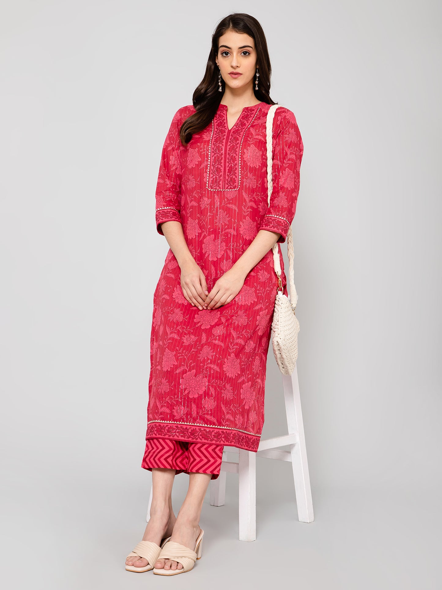 Cantabil Women Pink Kurti Plazzo Set (7056864379019)