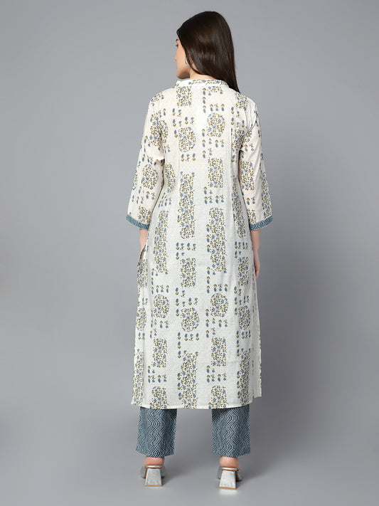 Cantabil Men Blue Print Kurta Palazzos Set (7085827522699)