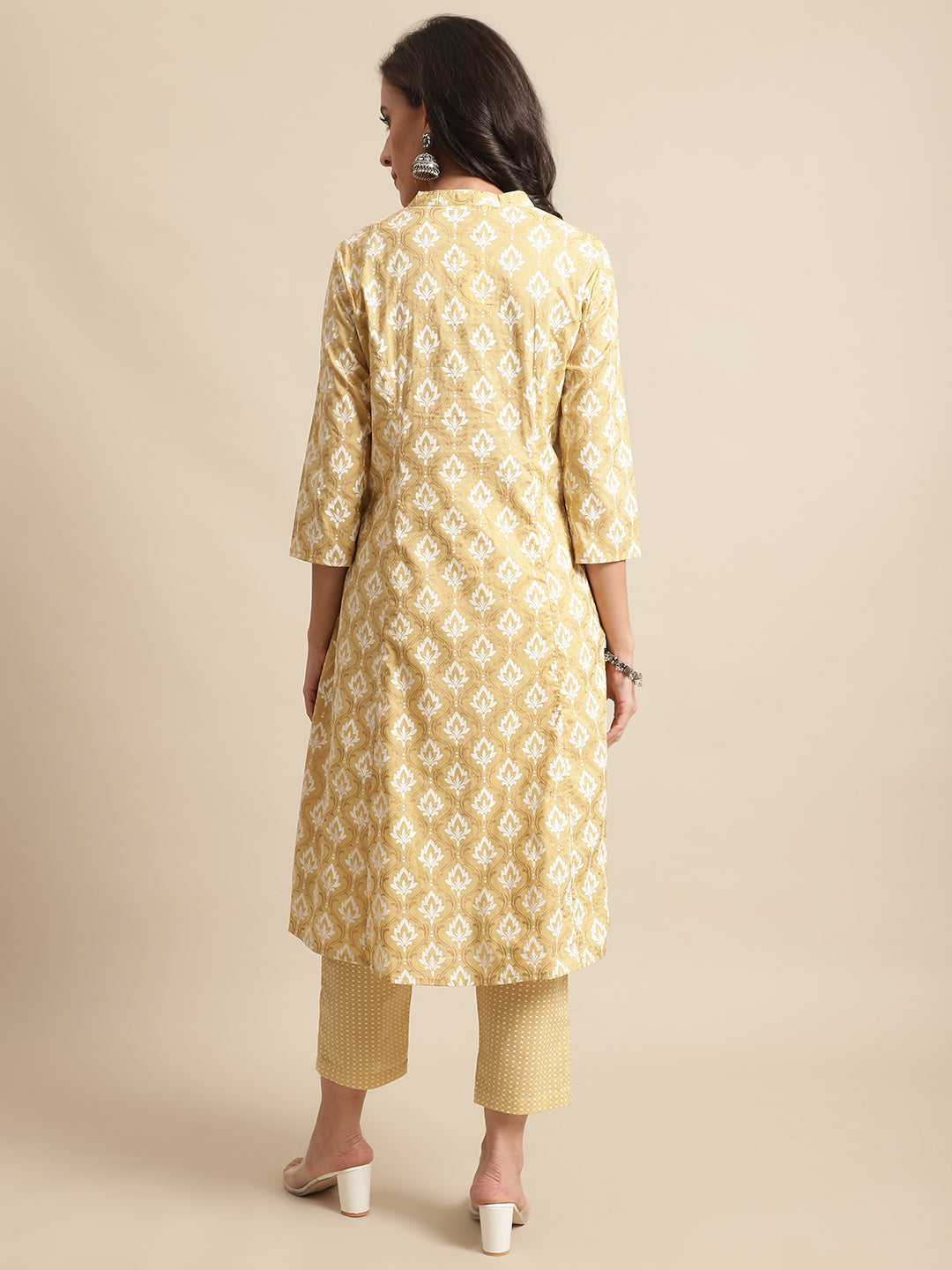 Cantabil Womens Yellow Kurti Plazzo Set (7066439778443)