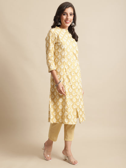 Cantabil Womens Yellow Kurti Plazzo Set (7066439778443)