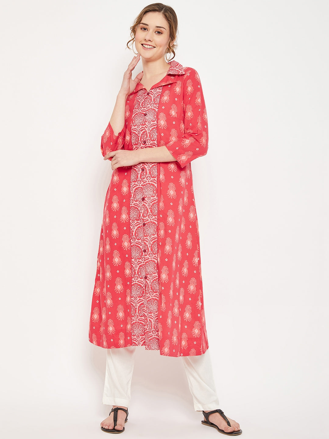 Cantabil Women Coral Kurti (7086496874635)