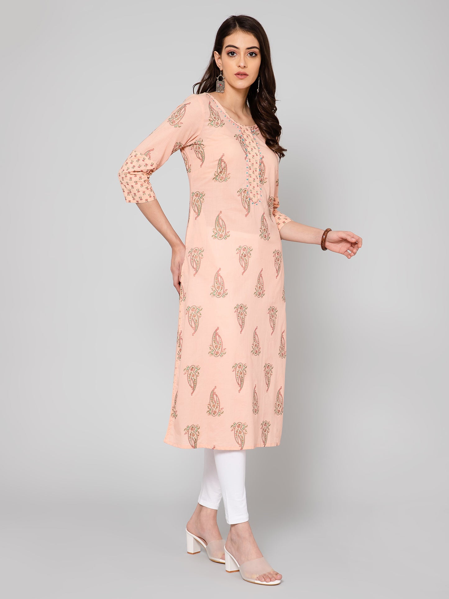 Cantabil Women Peach Kurti (7055846506635)