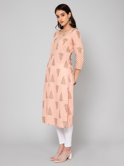 Cantabil Women Peach Kurti (7055846506635)