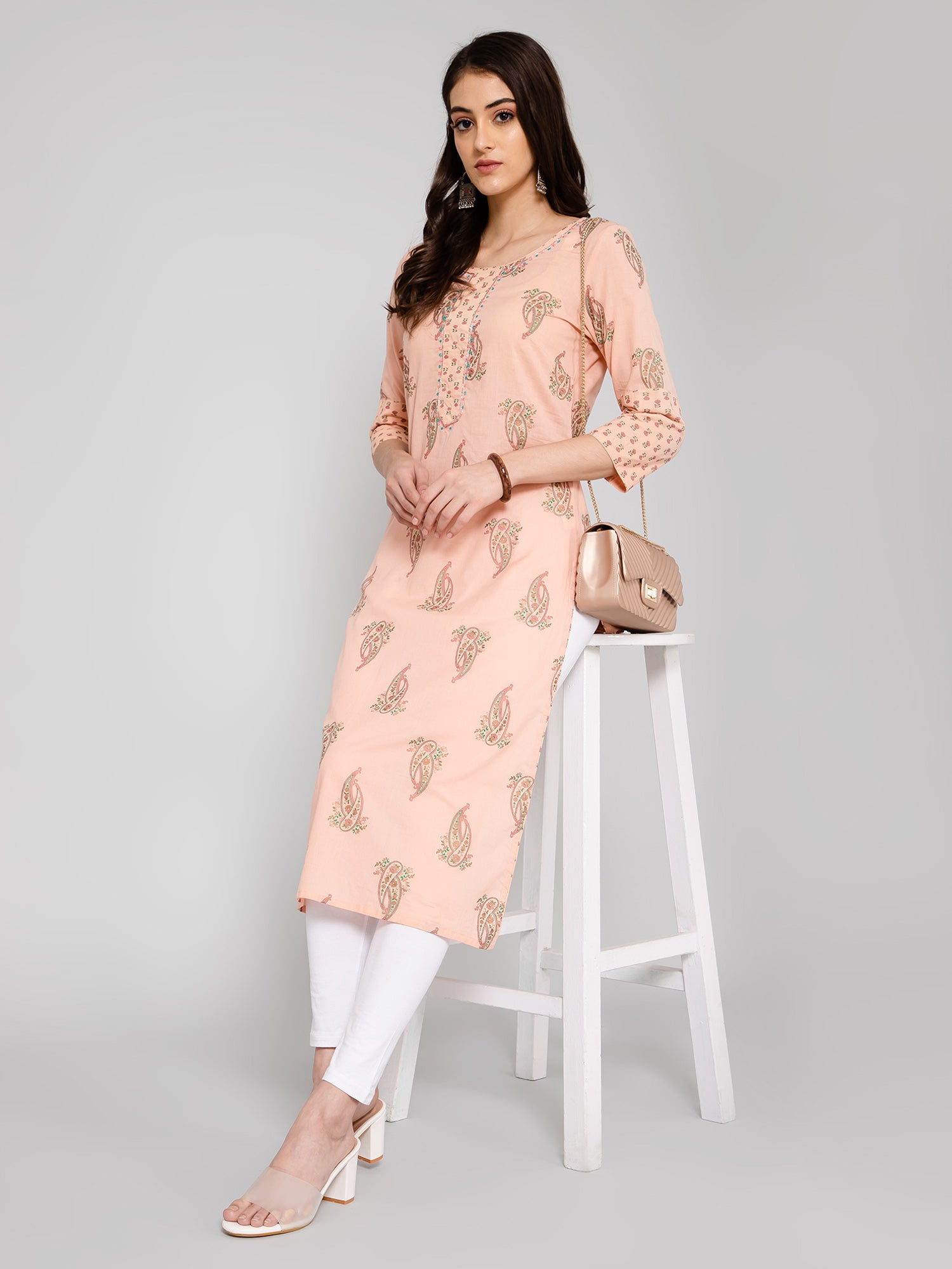 Cantabil Women Peach Kurti (7055846506635)