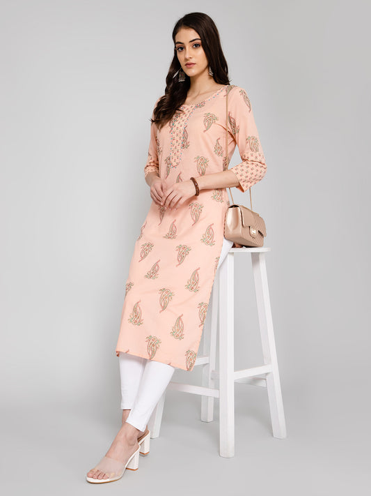 Cantabil Women Peach Kurti (7055846506635)