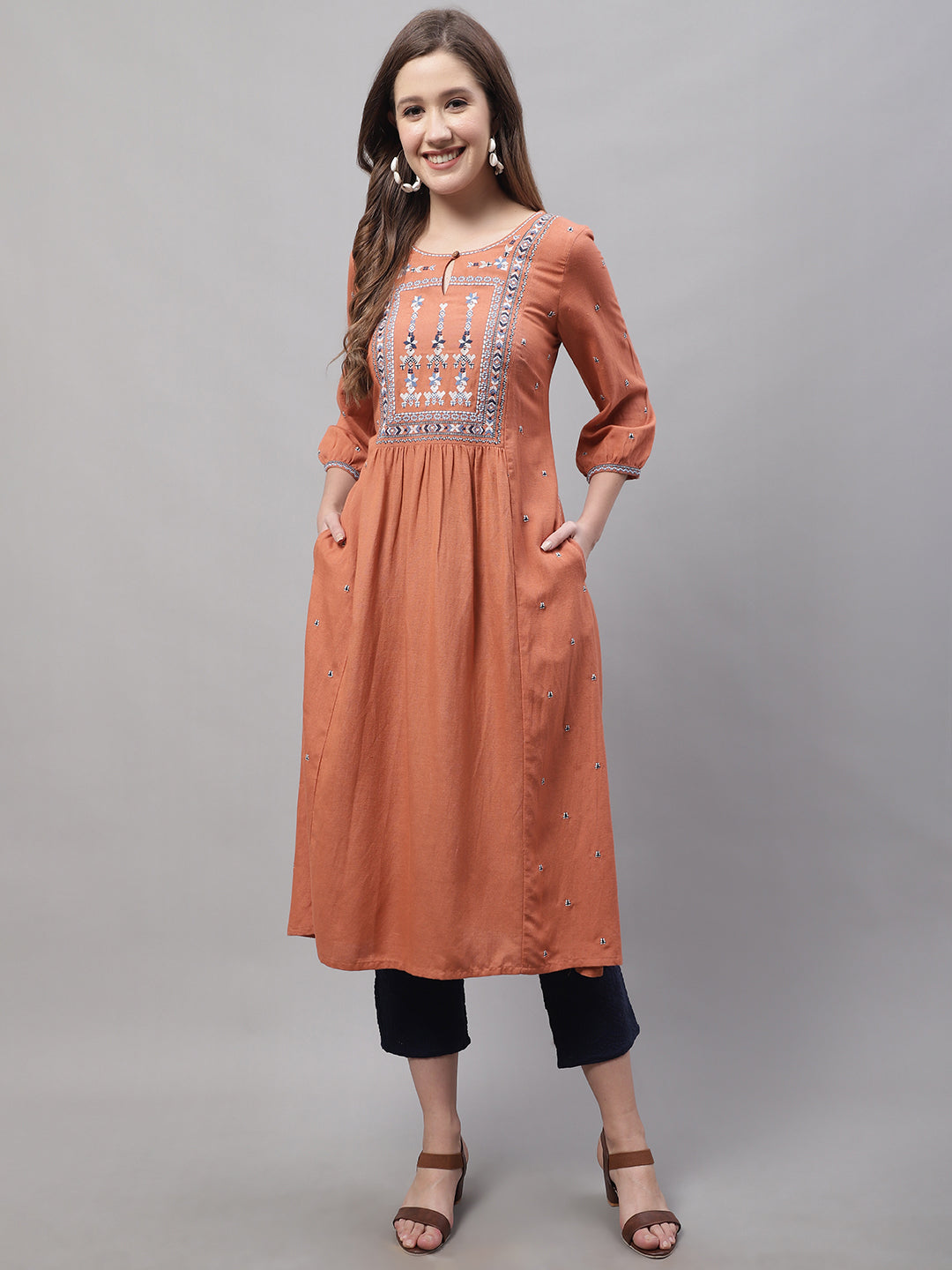 Cantabil Women Orange Kurti (7082534830219)