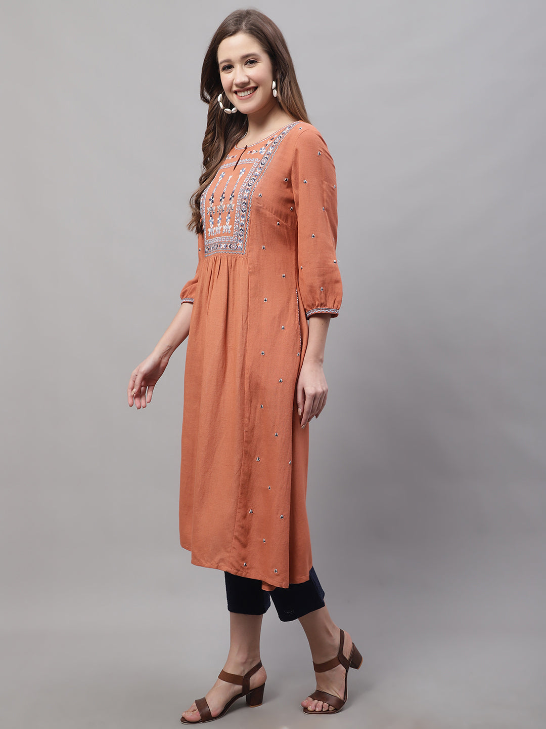 Cantabil Women Orange Kurti (7082534830219)