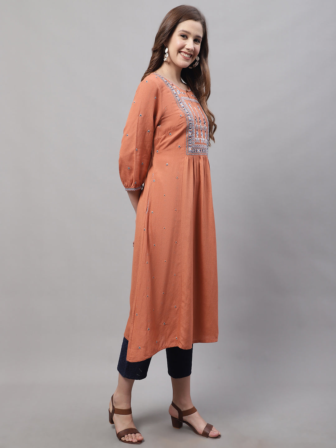 Cantabil Women Orange Kurti (7082534830219)