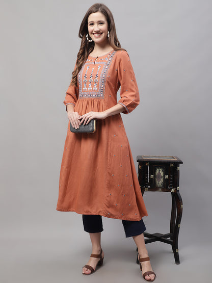 Cantabil Women Orange Kurti (7082534830219)