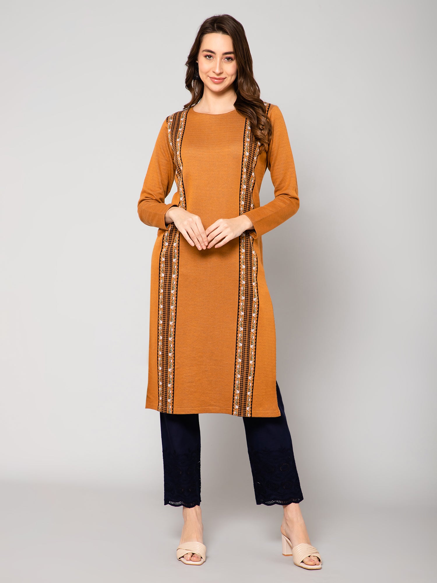 Buy Rust Brown Solid Dress Online - W for Woman