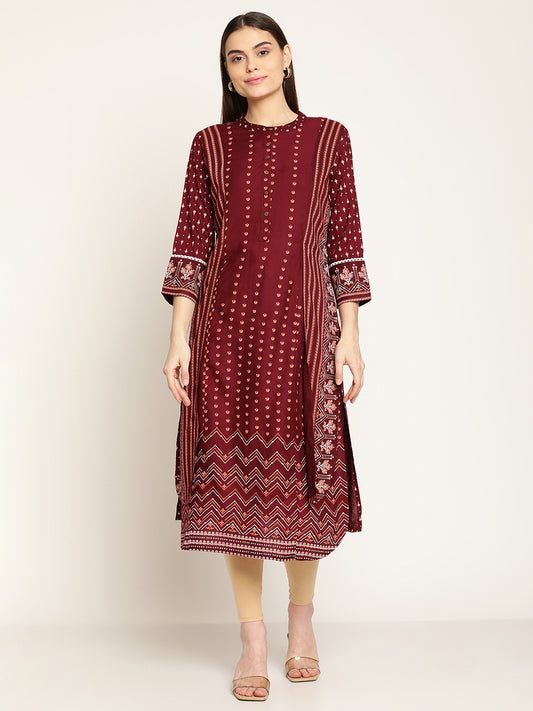 Cantabil Women's Maroon Kurti (6837054439563)