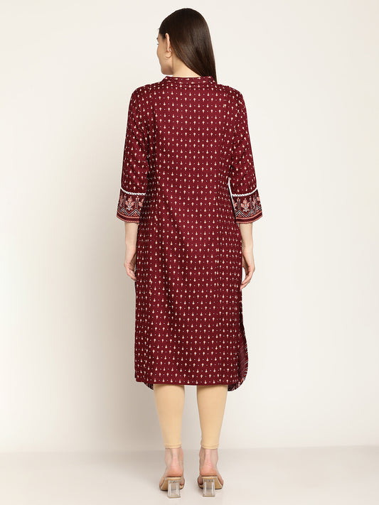 Cantabil Women's Maroon Kurti (6837054439563)