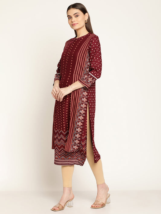 Cantabil Women's Maroon Kurti (6837054439563)