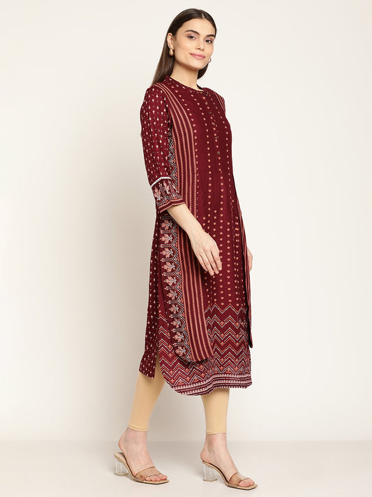 Cantabil Women's Maroon Kurti (6837054439563)