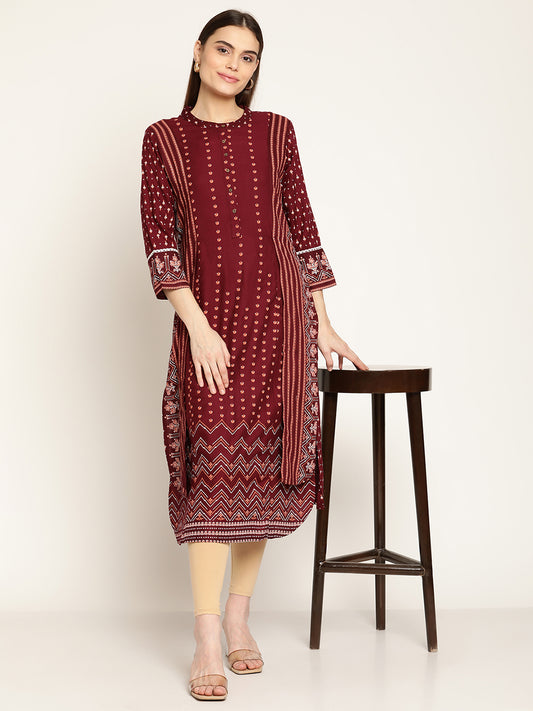 Cantabil Women's Maroon Kurti (6837054439563)