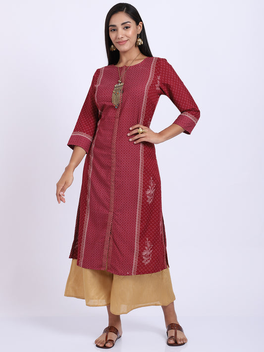 Cantabil Women's Maroon Kurti (6854300860555)