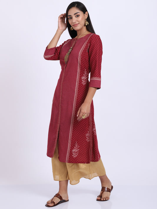 Cantabil Women's Maroon Kurti (6854300860555)