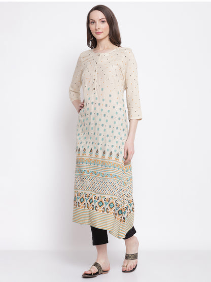 Cantabil Women's Off White Kurta (6798602600587)