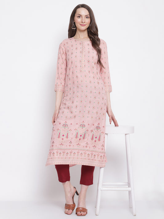 Cantabil Women's Pink Kurta (6798607646859)