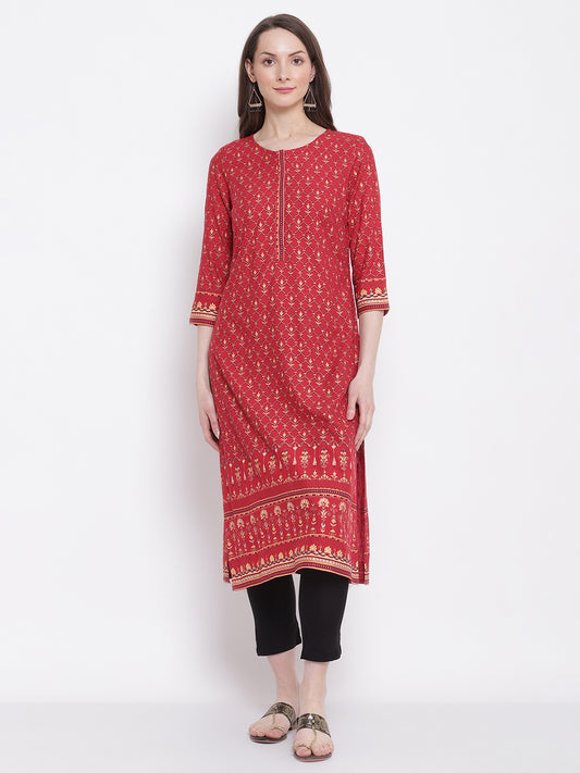 Cantabil Women's Maroon Kurta (6798642872459)