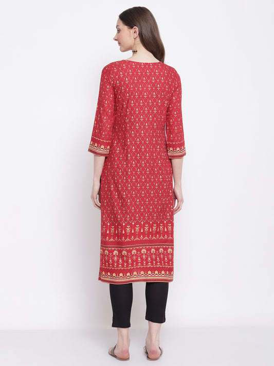 Cantabil Women's Maroon Kurta (6798642872459)