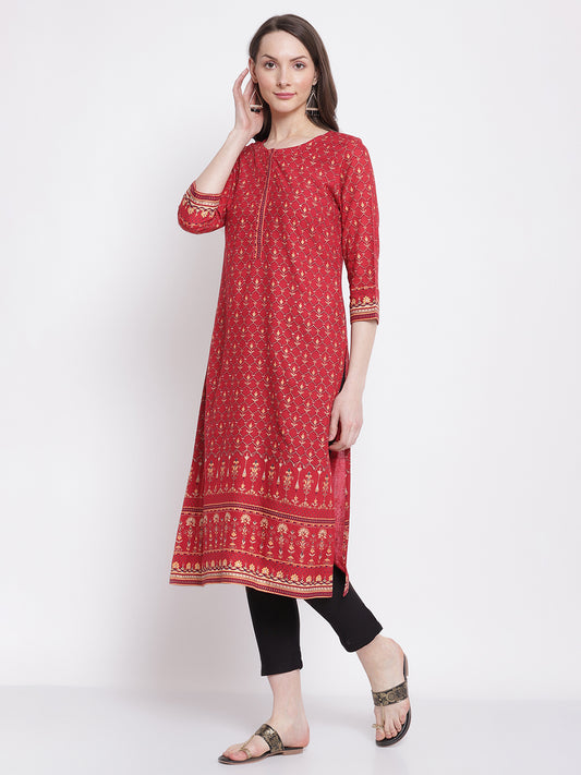 Cantabil Women's Maroon Kurta (6798642872459)