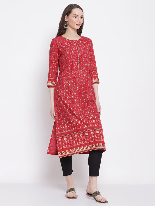 Cantabil Women's Maroon Kurta (6798642872459)