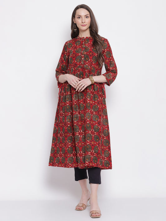Cantabil Women's Red Kurta (6798649983115)
