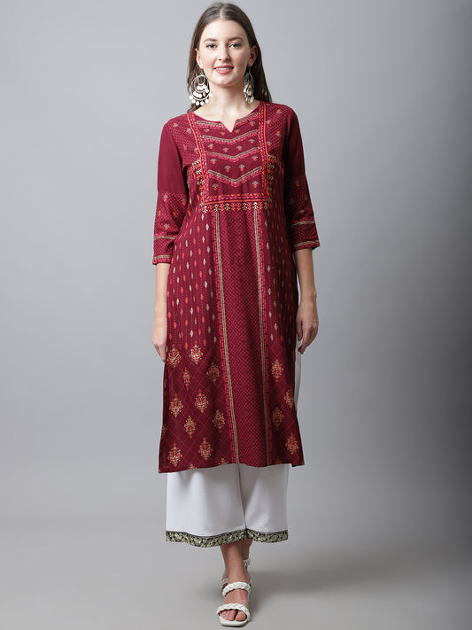 Cantabil Women's Maroon Kurti (6993923375243)