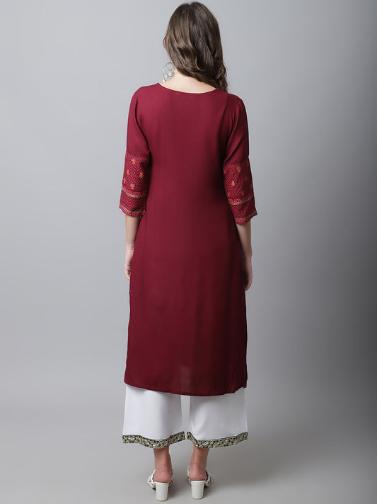 Cantabil Women's Maroon Kurti (6993923375243)