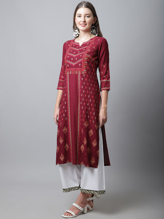 Cantabil Women's Maroon Kurti (6993923375243)