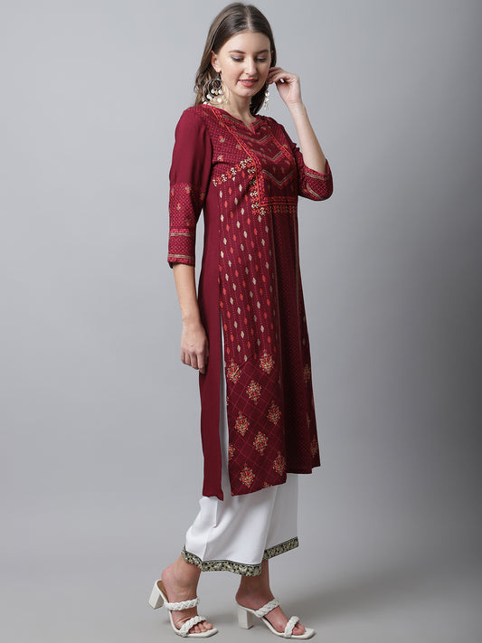 Cantabil Women's Maroon Kurti (6993923375243)