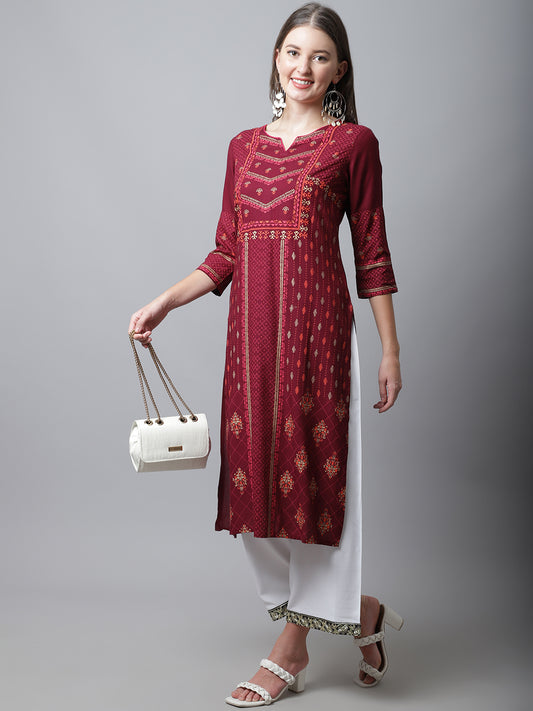 Cantabil Women's Maroon Kurti (6993923375243)