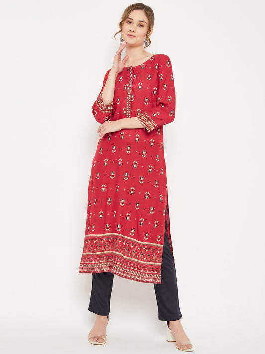 Cantabil Women Red Kurti (7086586396811)