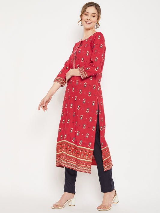 Cantabil Women Red Kurti (7086586396811)