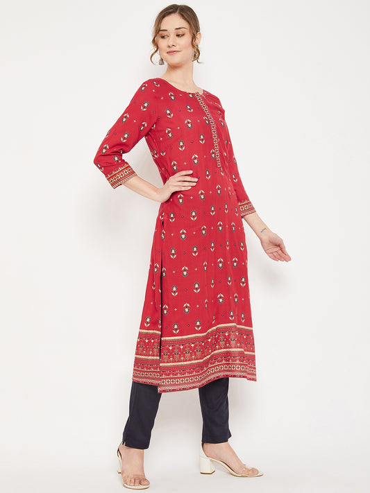 Cantabil Women Red Kurti (7086586396811)