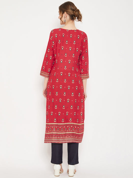 Cantabil Women Red Kurti (7086586396811)