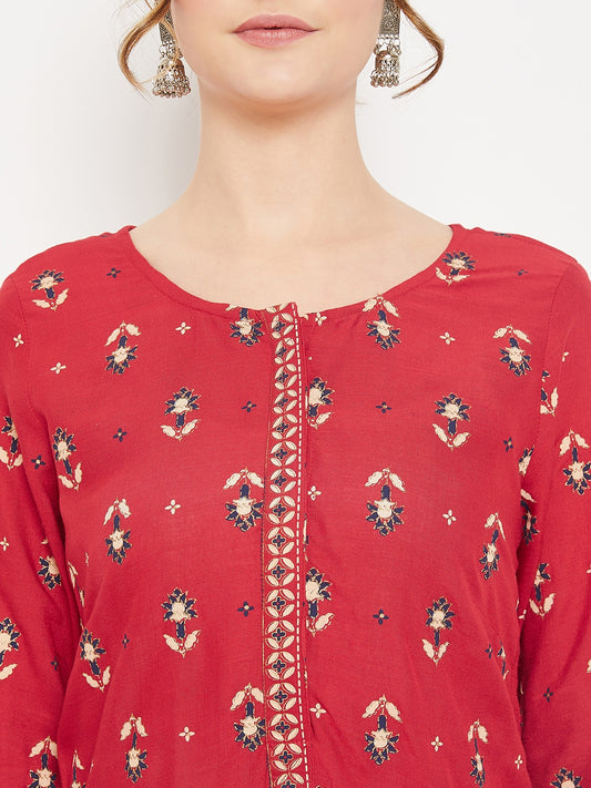 Cantabil Women Red Kurti (7086586396811)